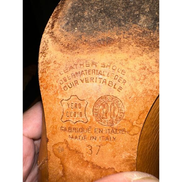 VINTAGE MADE IN ITALY IMAGINE STUDDED CUTOUT LEATHER BOOTS 37 - Picture 4 of 6